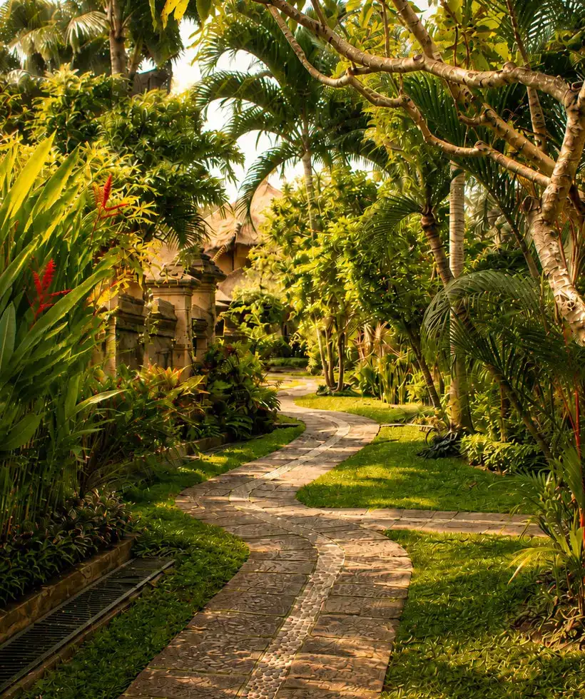 Tropical garden pathway at Bali Agung Village Seminyak