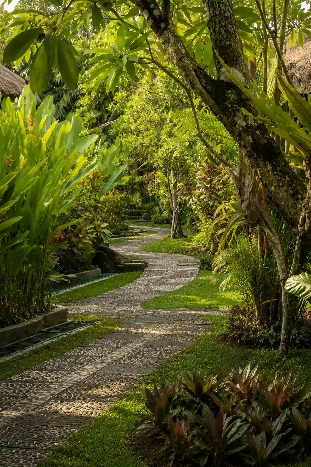 Peaceful tropical gardens at Bali Agung Village Seminyak